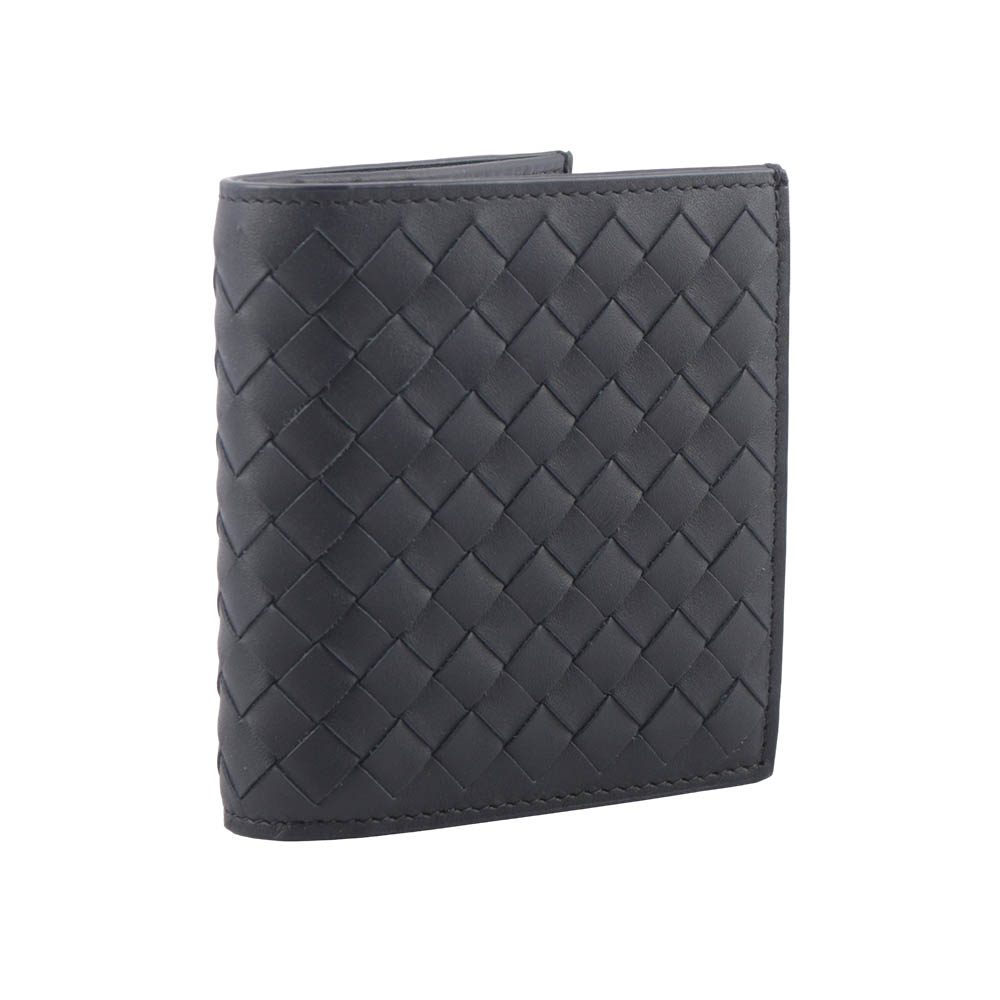 BOTTEGA VENETA 小牛皮編織對開6卡短夾/星際藍, , large
