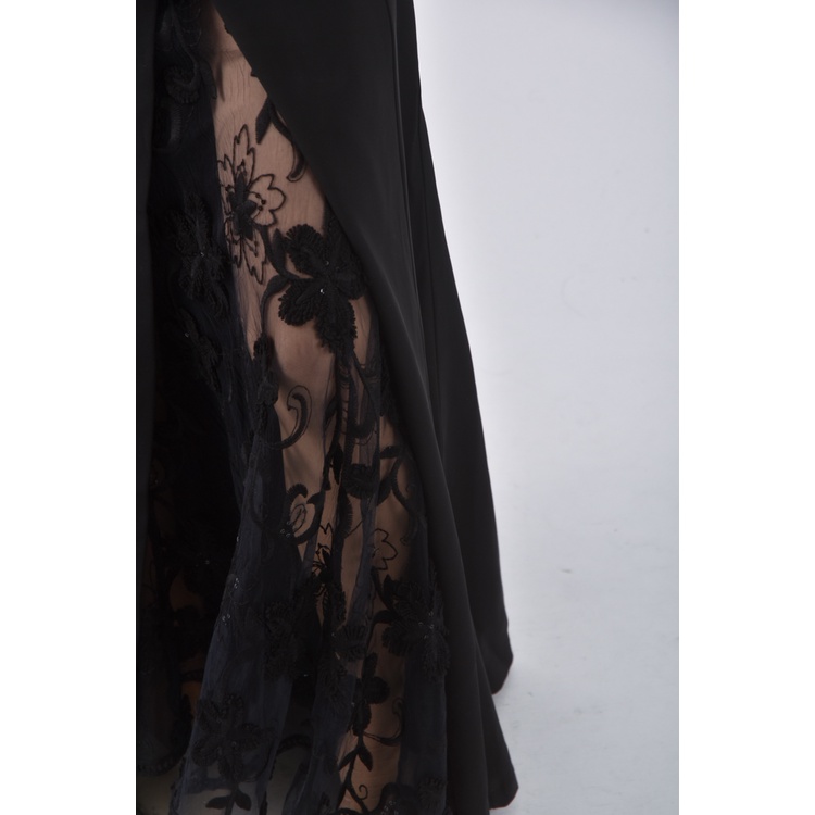 (M) meier q質感開岔黑色長裙二手衣, , large