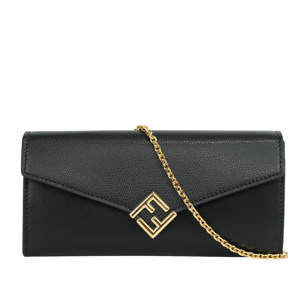 FENDI FF Diamonds 防刮小牛皮鍊帶WOC/黑色, , large