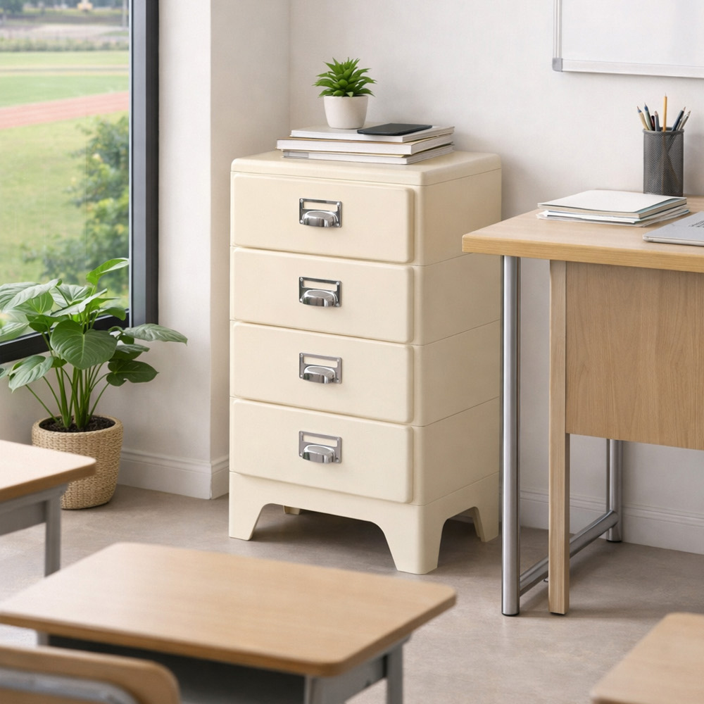 【AOTTO】免組裝日式復古風四層高腳抽屜收納櫃(AC-2206), , large