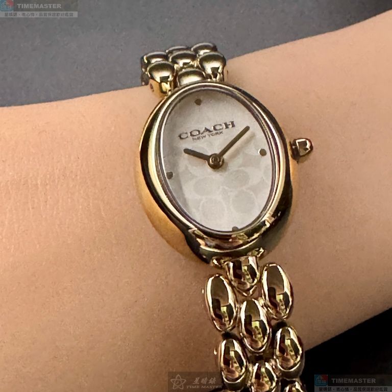 [星晴錶業]COACH手錶,22mm28mm,CH00262白色幾何立體圖形錶面金色錶殼金色精鋼錶帶款, , large