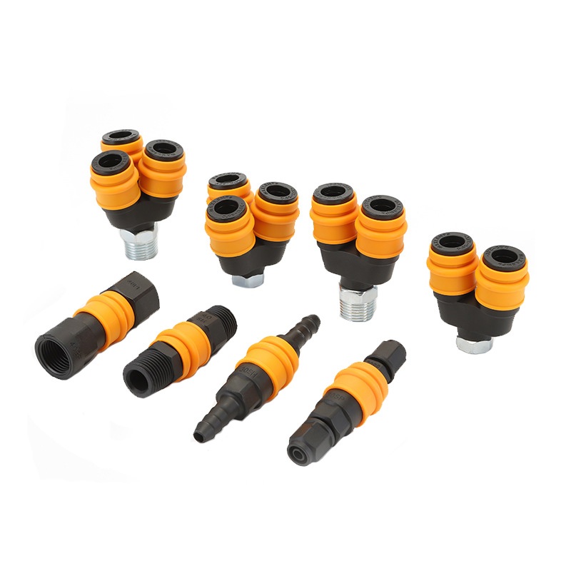 台灣現貨！快速接頭 單手插 塑鋼C式 自鎖接頭 空壓機公母頭 氣管接頭 風管接頭 氣泵接頭 圓三通 圓二通, , large