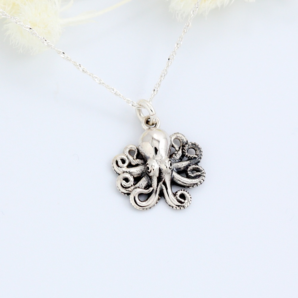 【Angel & Me】Baby Octopus s925 sterling silver necklace Birthday gift, , large