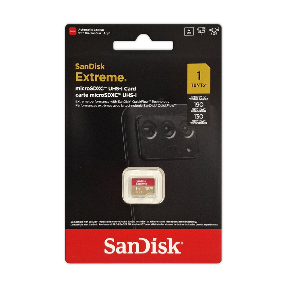 【SanDisk】 Extreme 1TB A2 V30 UHS-I U3 microSDXC 記憶卡, , large