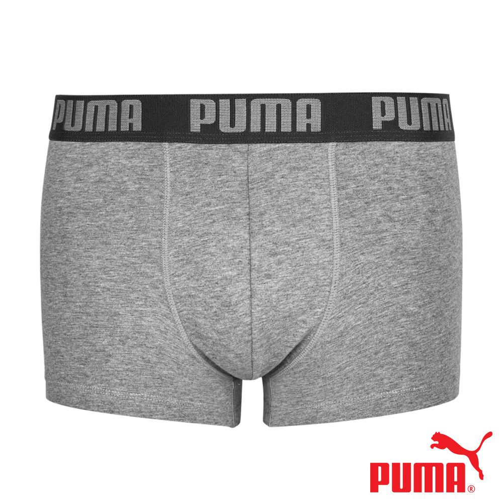 PUMA 平口內褲 1件組 彪馬 跳豹 男內褲 平角內褲 修身 防捲邊 貼合 耐穿 柔軟 棉質 排汗 透氣 抗菌 黑 灰, 灰,M, large