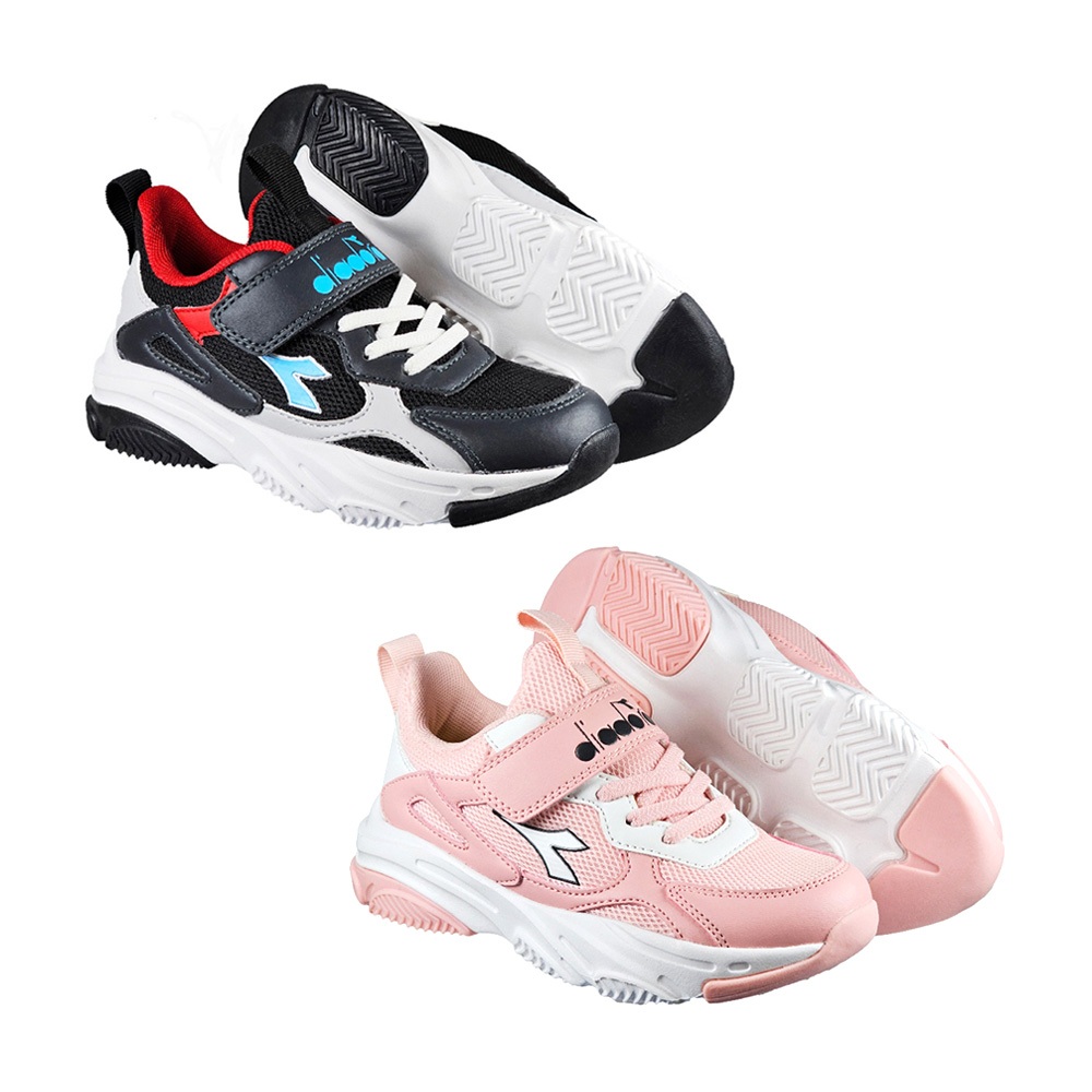 DIADORA迪亞多那 時尚兒童運動鞋 童運動鞋 童鞋 寬楦 透氣 保護後跟 吸震 減壓 支撐 健康鞋墊 止滑 黑 粉, , large