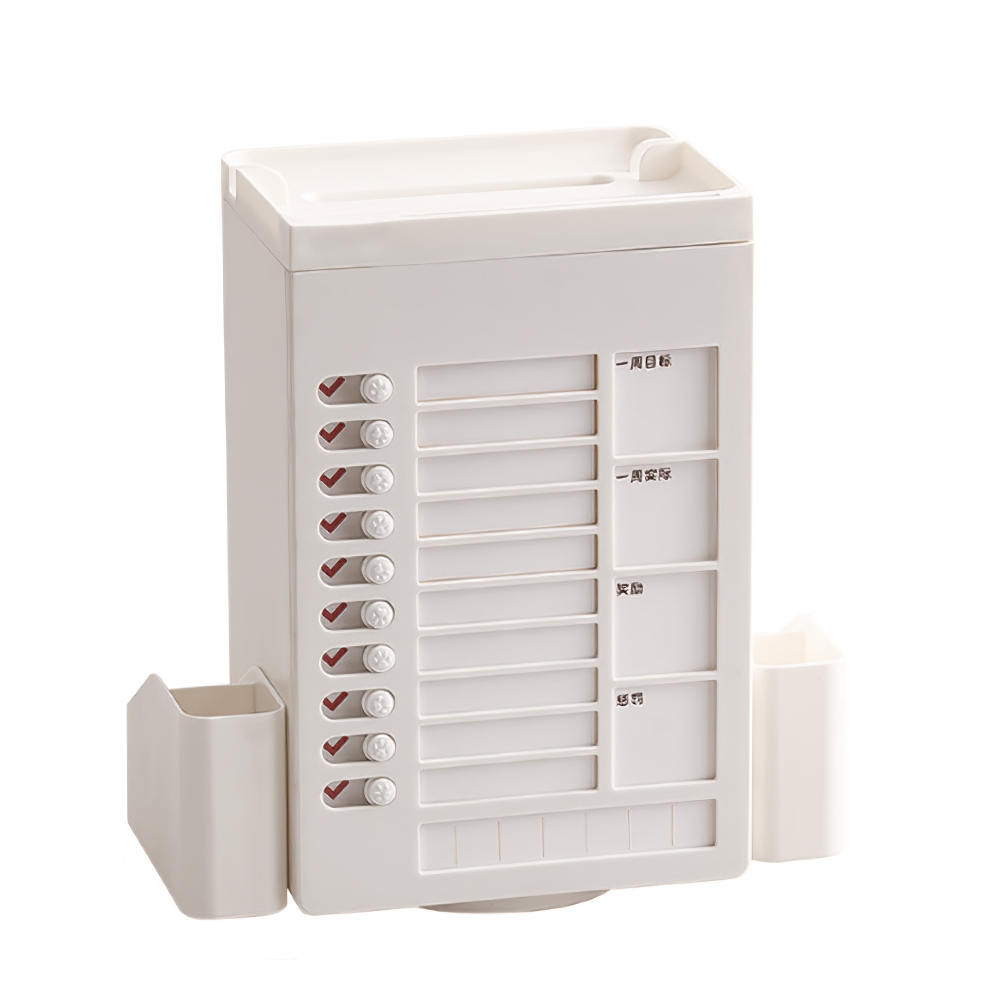 【上手家居】自律打卡器筆筒-白色(行事曆/打卡器/讀書計畫本/自律打卡本/代辦事項), , large