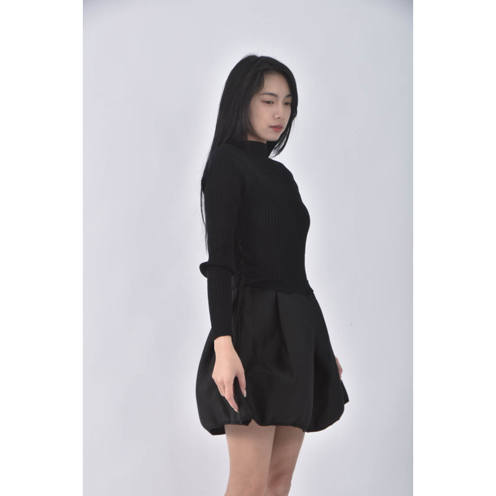 (S) 質感綁帶黑色洋裝二手衣, , large