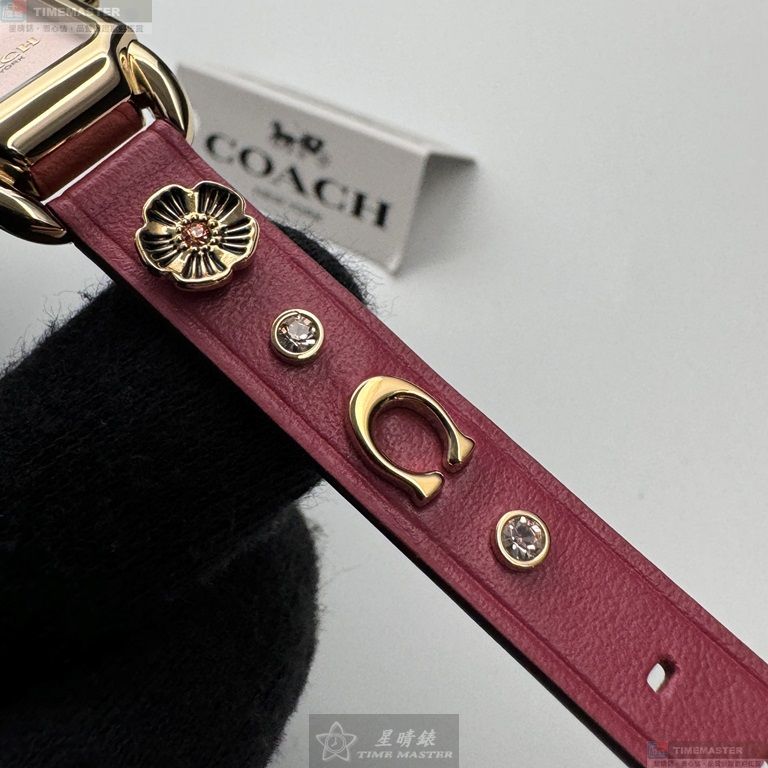 [星晴錶業]COACH手錶,18mm, 28mm,CH00239粉紅色錶面金色錶殼粉紅真皮皮革錶帶款, , large