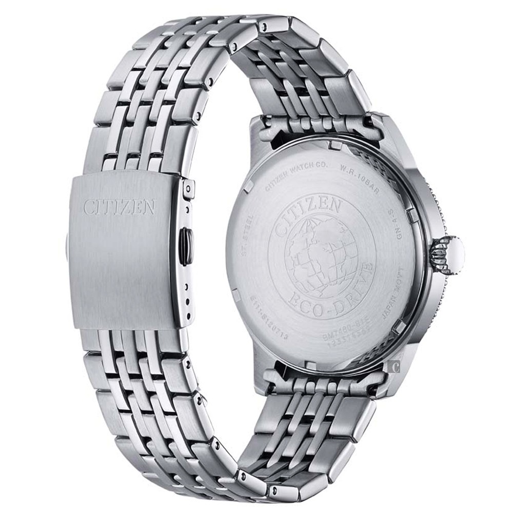 CITIZEN 星辰 光動能復古風紳士手錶-銀x黑 BM7480-81E, , large