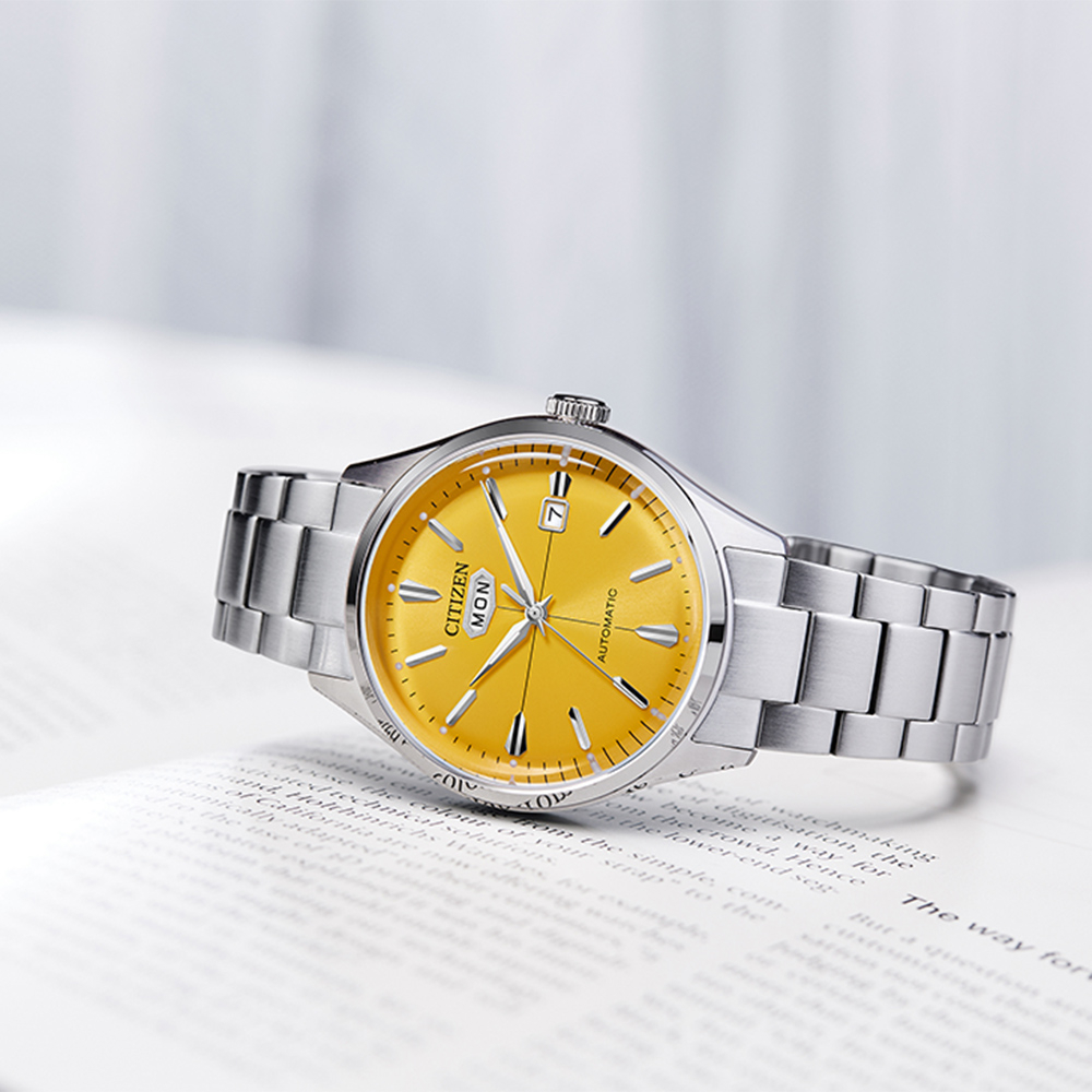 CITIZEN 星辰 朝日C7機械錶-黃 NH8391-51Z, , large