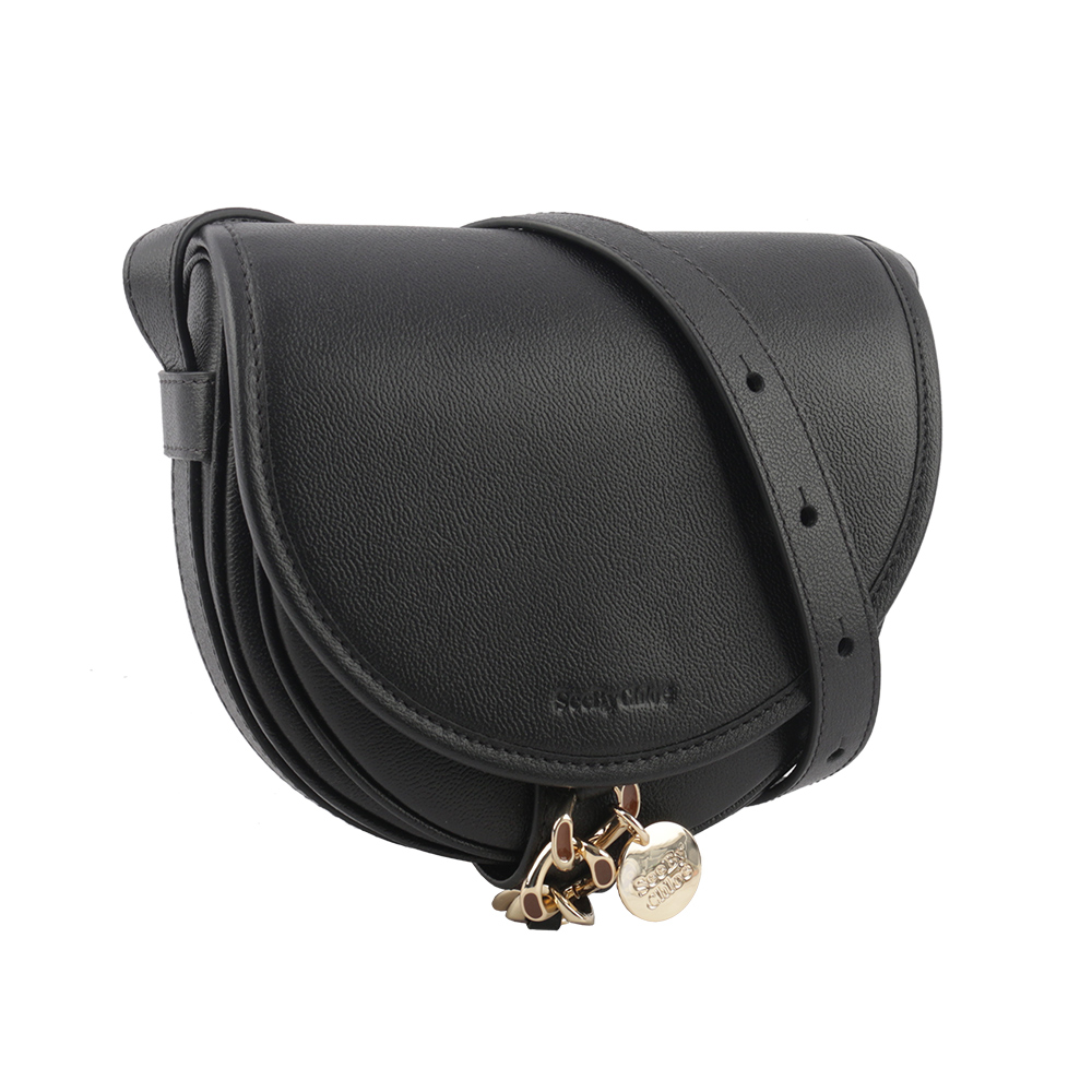 SEE BY CHLOE MARA BAG 牛皮小款斜背馬鞍包/黑色, , large