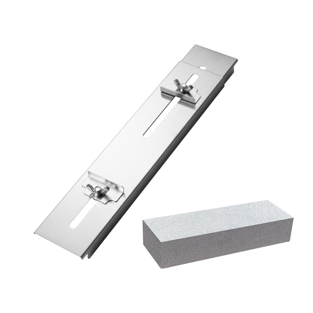 Galvanized knife sharpening holder with a bluestone (ordinary sharpening stone), , large