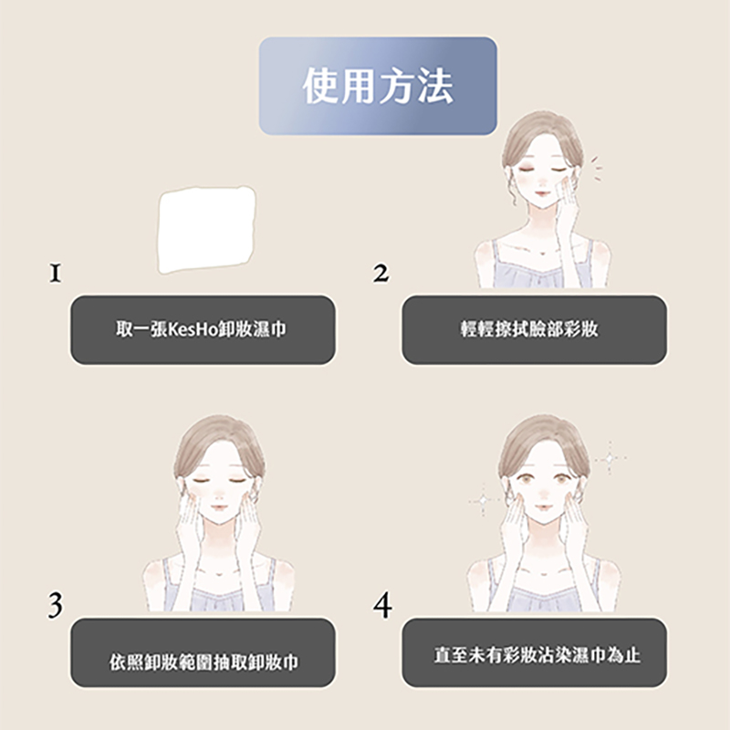 kesho減法胺基酸卸妝濕巾120抽, , large