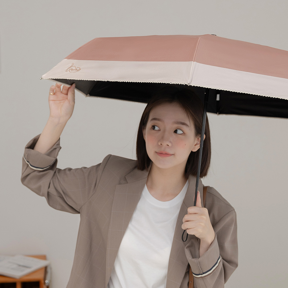 【rento】UV Protection Embroidered Mini Umbrella with Black Coating – Twilight Cat, , large
