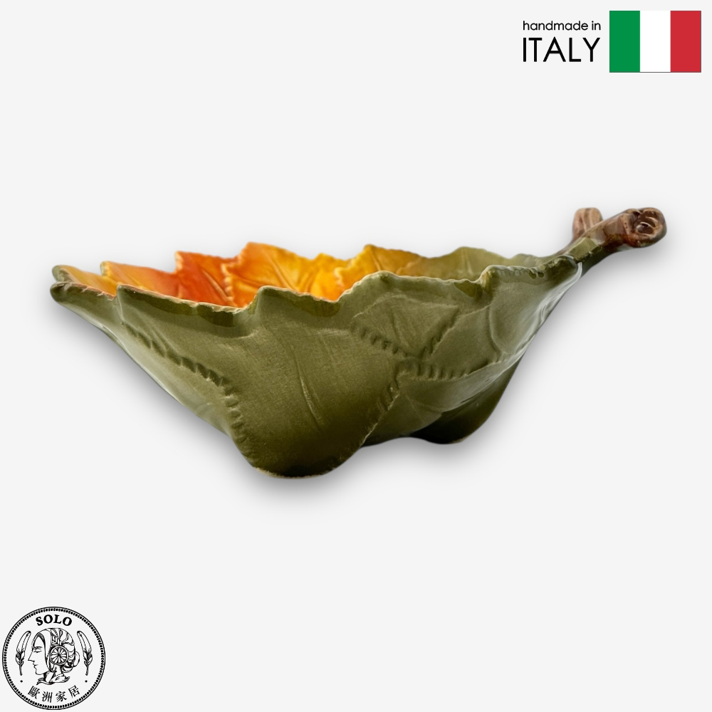 【SOLO Vintage】Modigliani Italian Pottery 19cm Maple Leaf Bowl LT Autumn Riverbank Series, , large