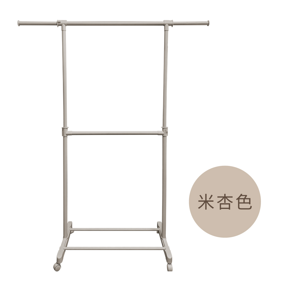 【KIWISH】日系雙層伸縮衣架 衣架 曬衣架 雙桿衣架 吊衣桿 吊衣架 掛衣桿 衣桿架 掛衣架 晾衣架, , large