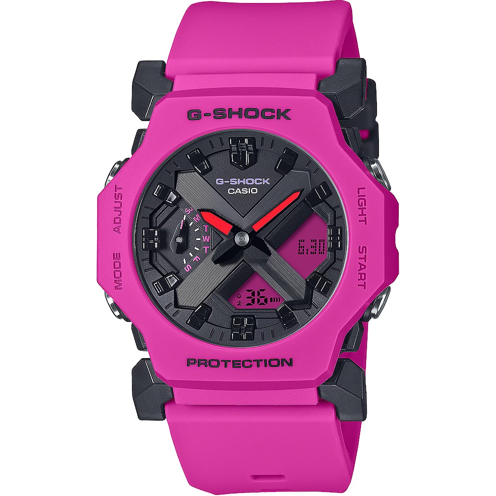 CASIO 卡西歐 G-SHOCK 極簡纖薄小巧雙顯手錶-亮粉 GA-2300-4A, , large