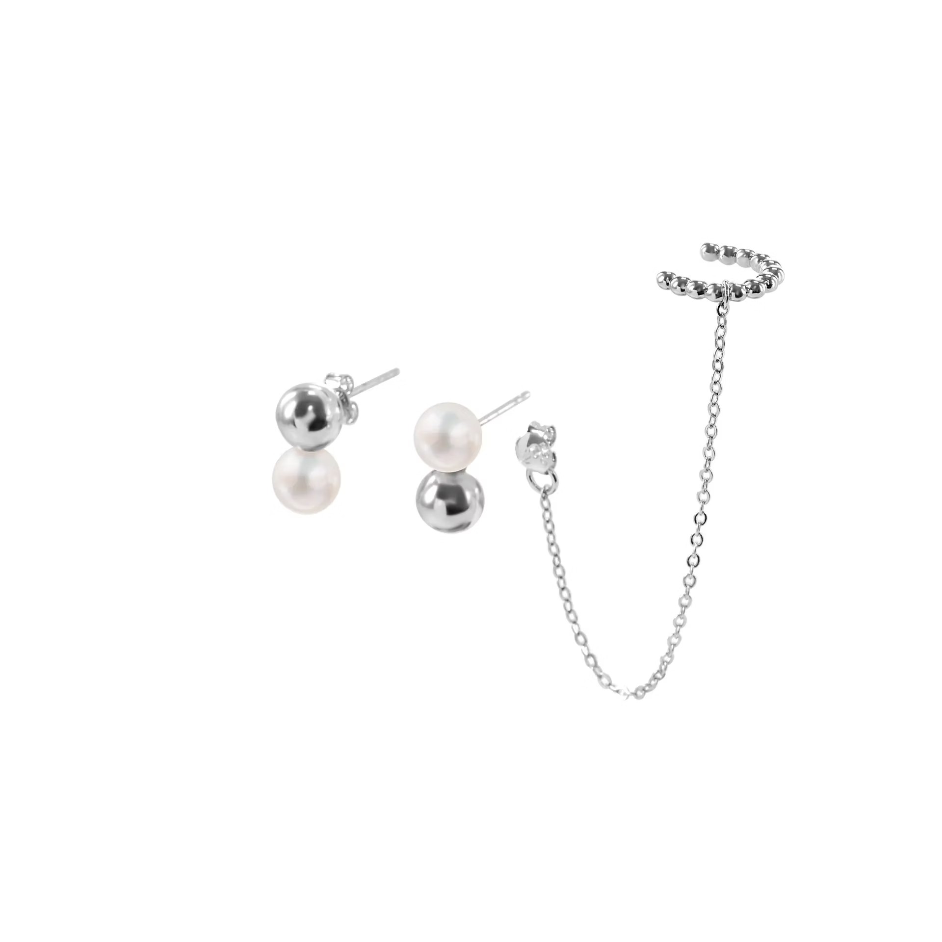 Bubble pearl earrings, , large