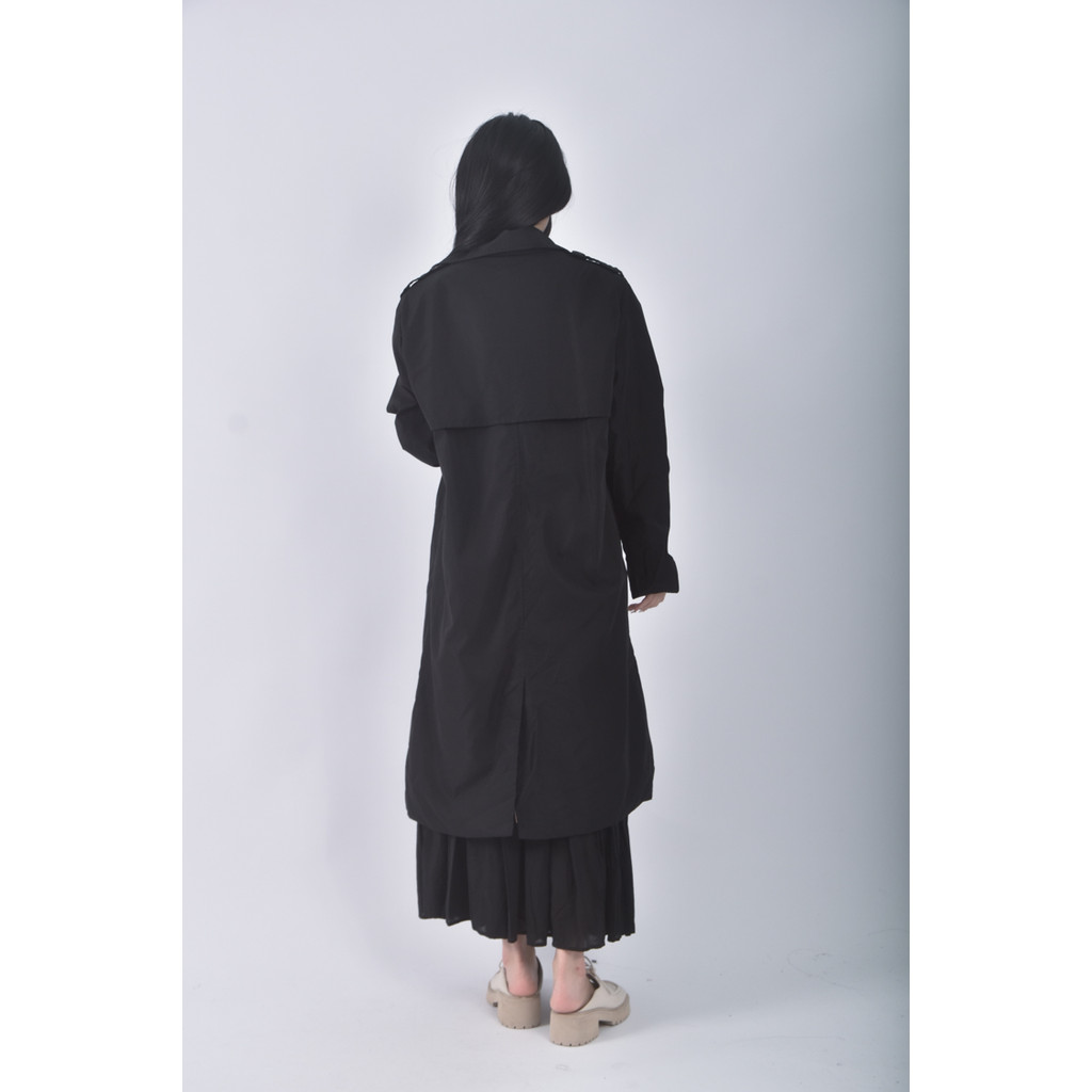 (XL) migua質感風衣黑色外套二手衣, , large