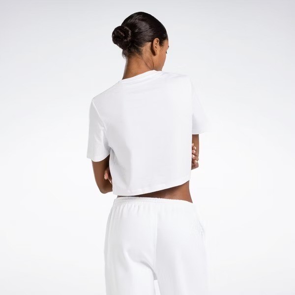 Reebok Ri Bl Crop Tee 女 短袖 上衣 短版T恤 運動 休閒 舒適 白 藍 [100037592], , large
