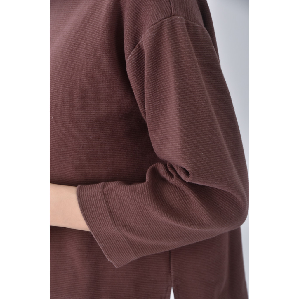 (M) beauty youth質感圓領棕色長袖上衣二手衣, , large