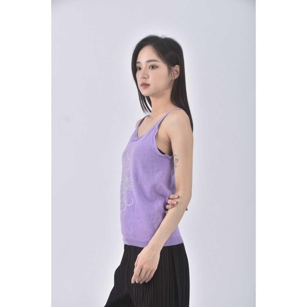 (S) disney吊帶棉質純棉貼鑽紫色上衣二手衣, , large