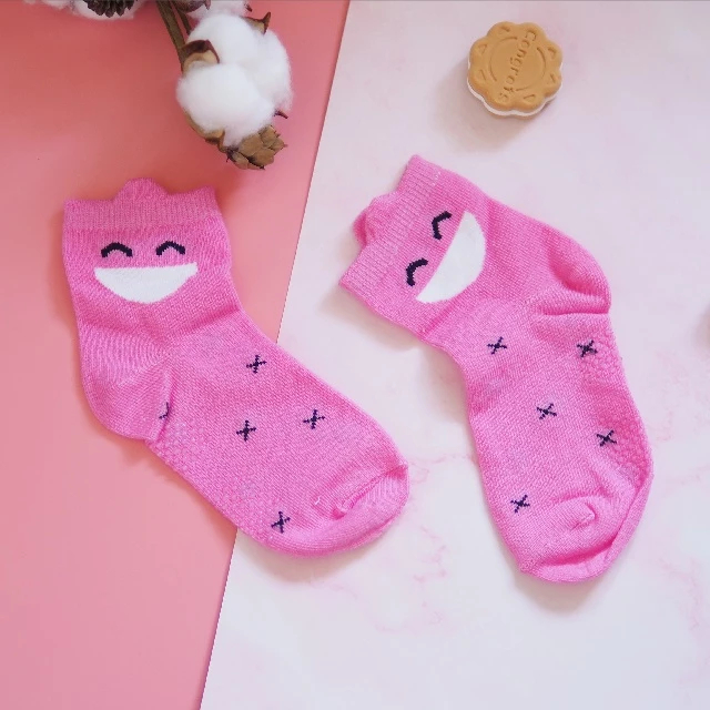 [Kaimei Cotton Industry] 10 pairs set, random and excellent, MIT made in Taiwan, pure cotton anti-slip children's socks-smiling style 13-16cm, , large