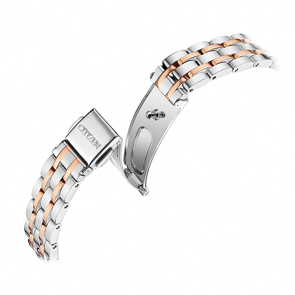 CITIZEN 星辰 小鏤空優雅機械女錶-銀x玫瑰金/28.5mm PR1044-87X, , large