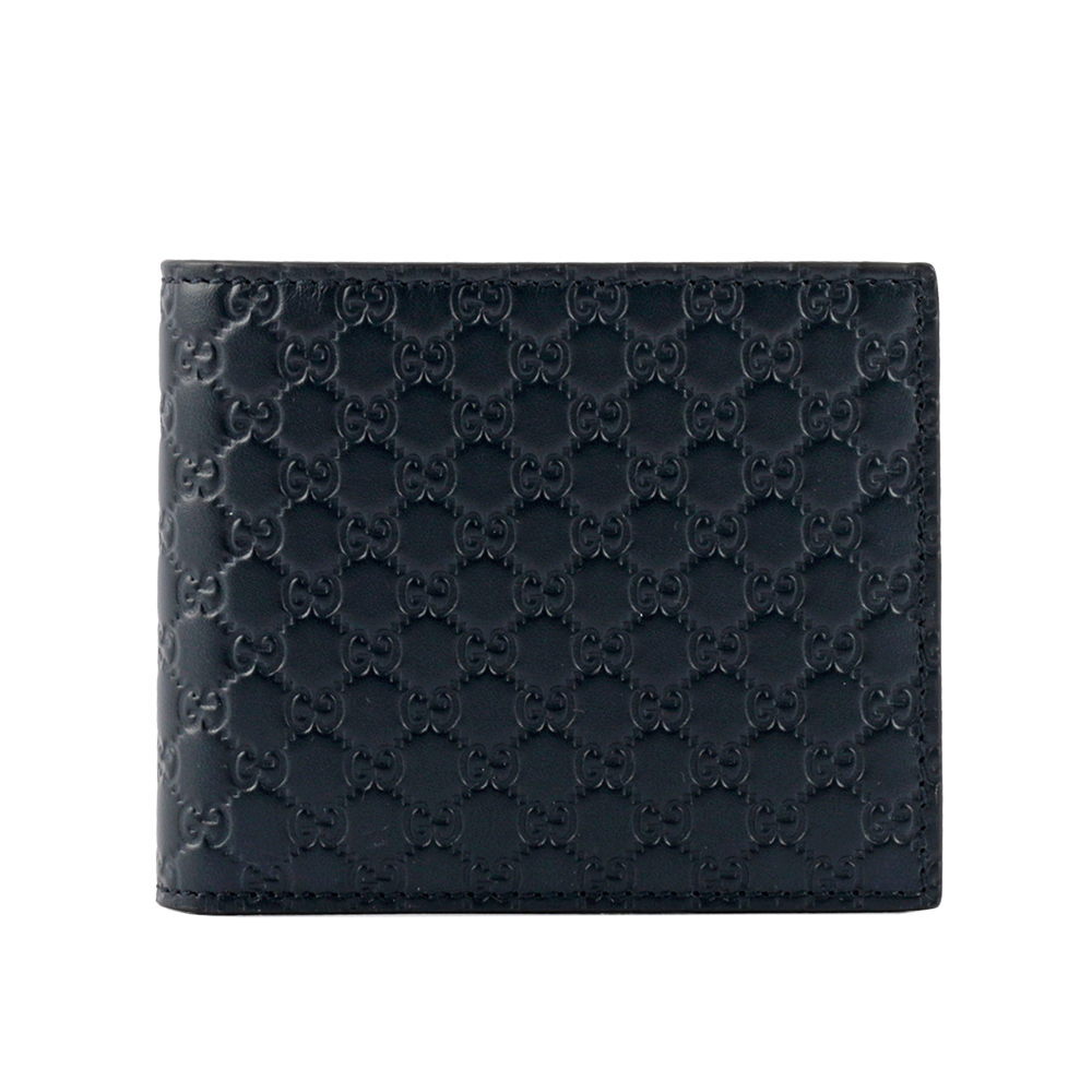 GUCCI Guccissima壓印牛皮對開6卡短夾/深藍色, , large