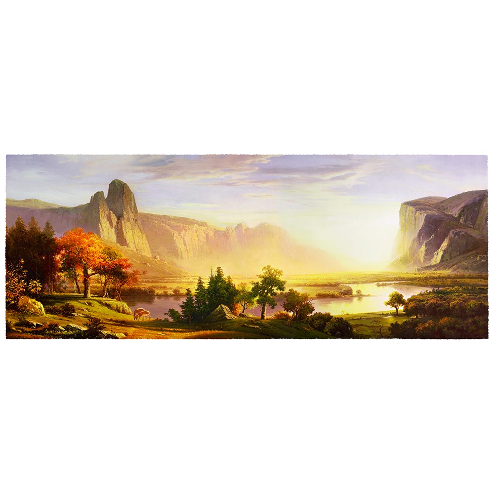 【御畫房】湖邊美景 國家一級畫師手繪油畫60×120cm(VF-54), , large