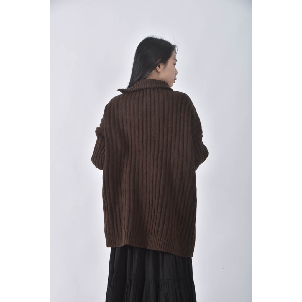 (F) lounge vera質感坑紋棕色長袖上衣二手衣, , large