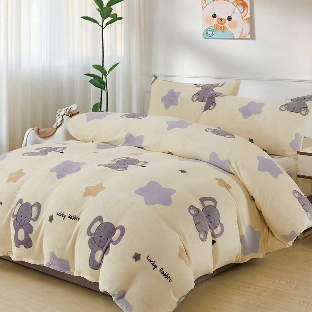 【Galatea葛拉蒂】法蘭絨冬季雙人床包四件組 草莓花卉, , large