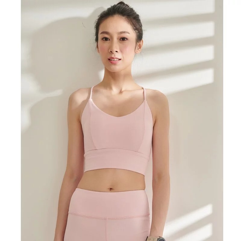 YOGA FLOW Dale Bra - 交錯層次短版上衣 - 甜杏粉 Baby Pink, , large