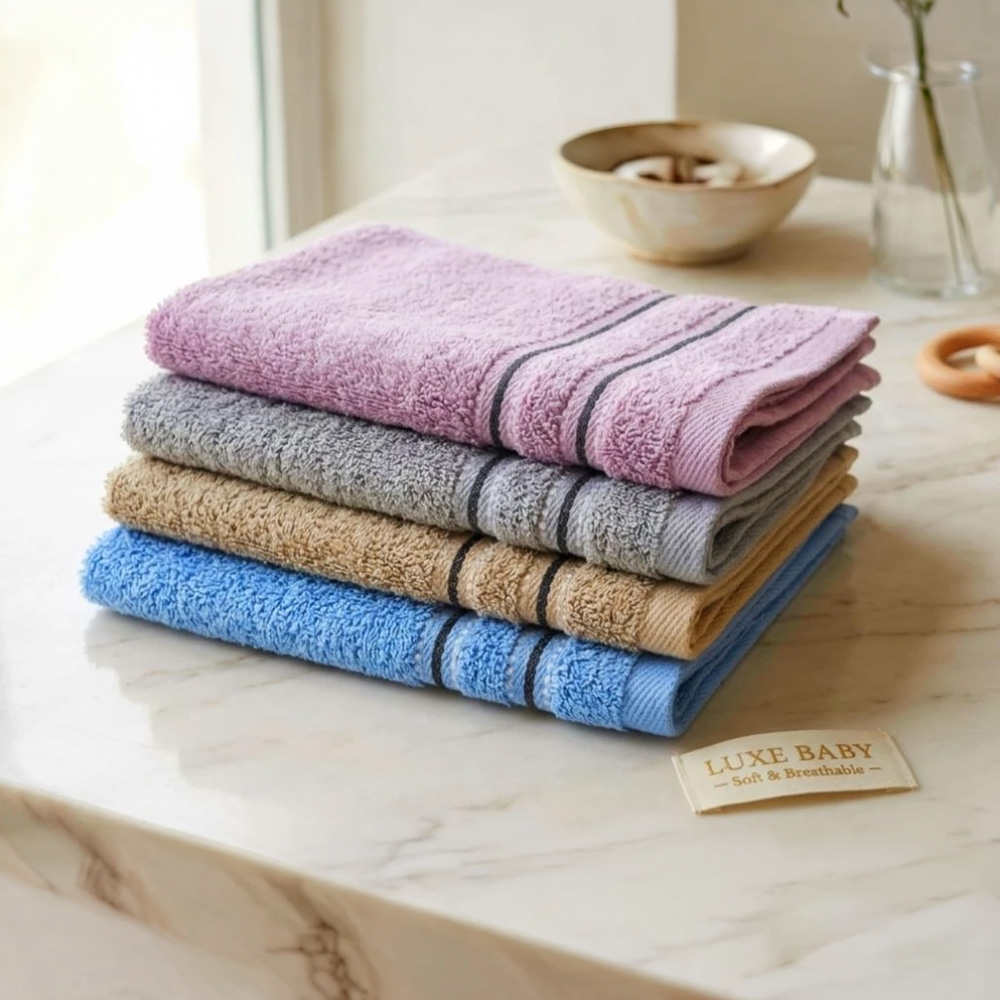 凱美棉業｜12入組 MIT台灣製 16兩純棉歐色緞面雙黑線條童巾, , large