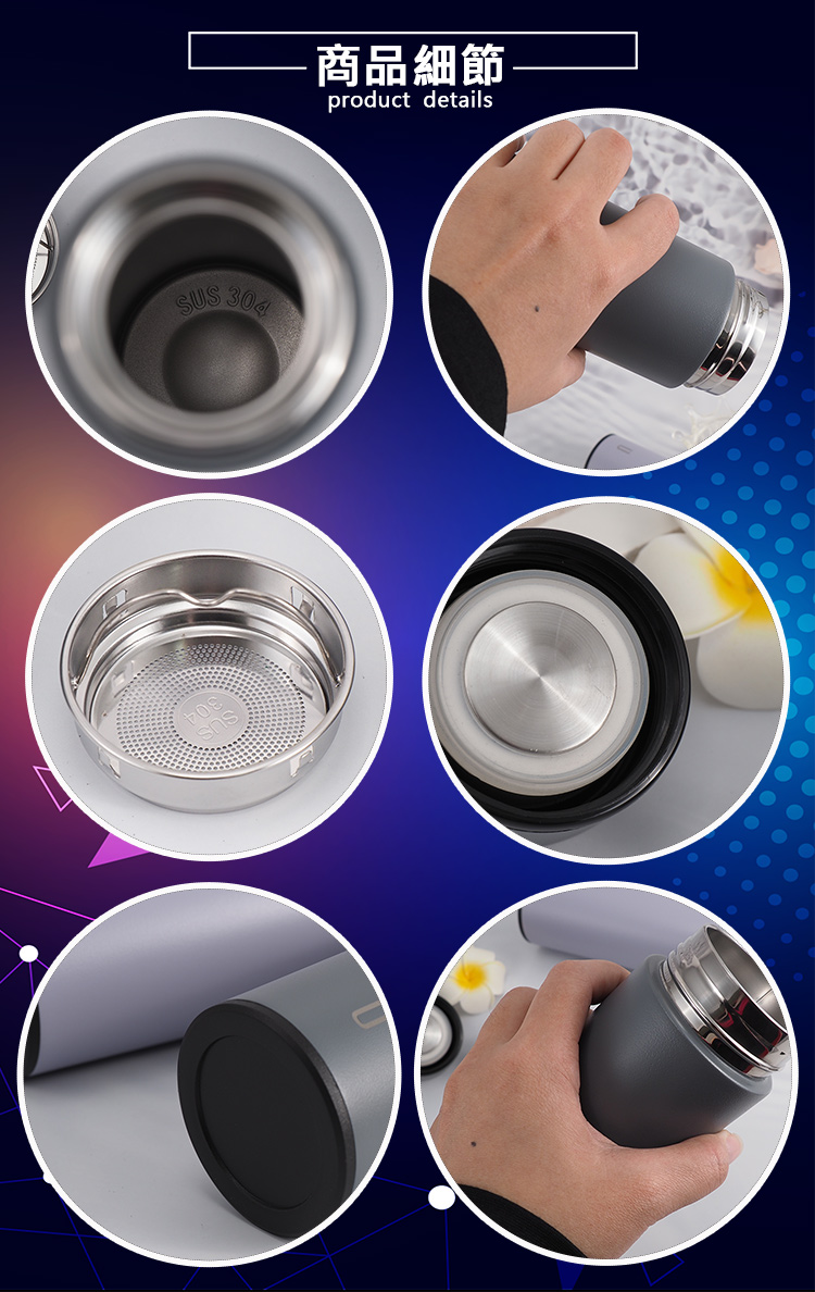 樂司/304不鏽鋼輕量保溫瓶-500ml-淡紫-2支, , large