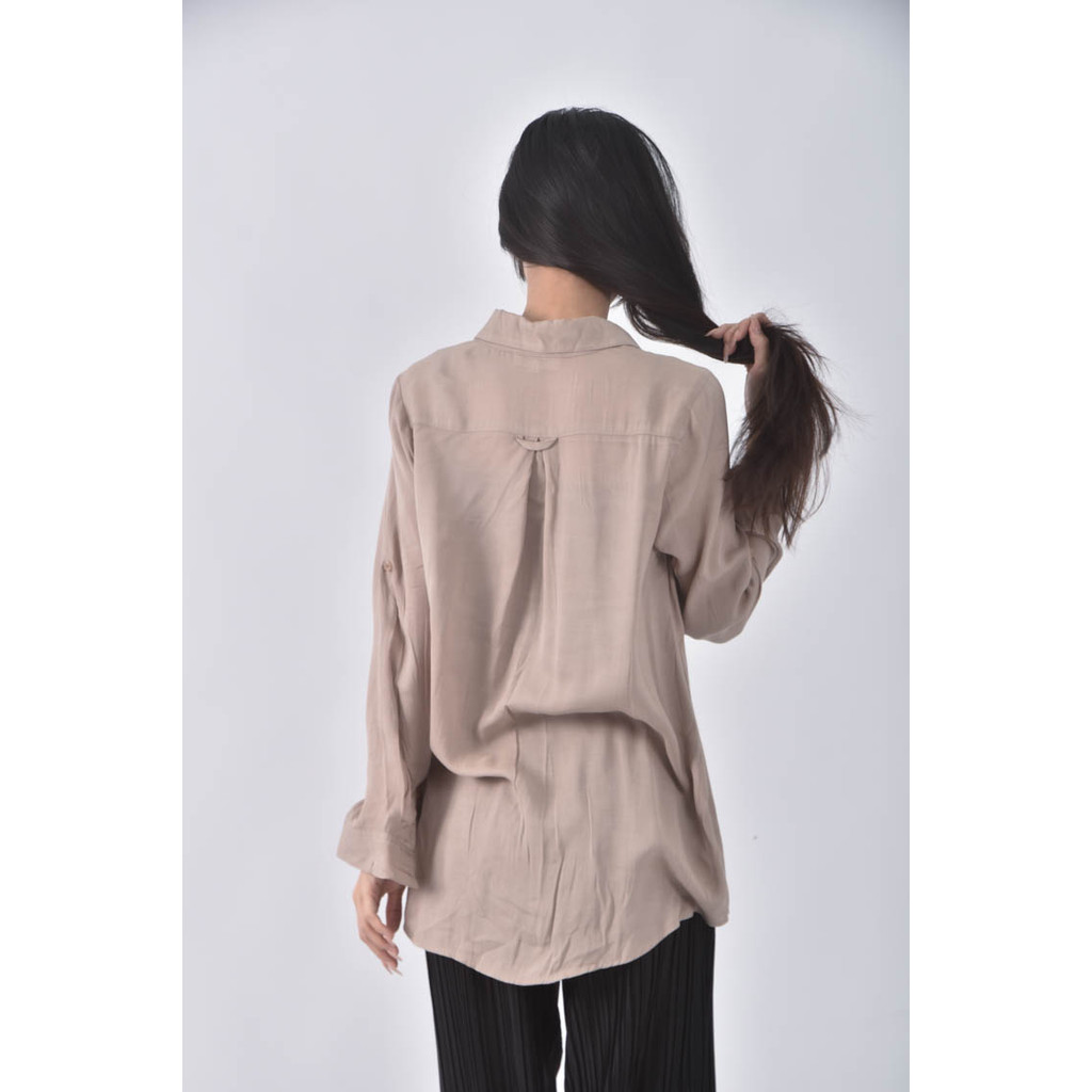(XL) natural beauty basic質感素面杏色長袖上衣二手衣, , large