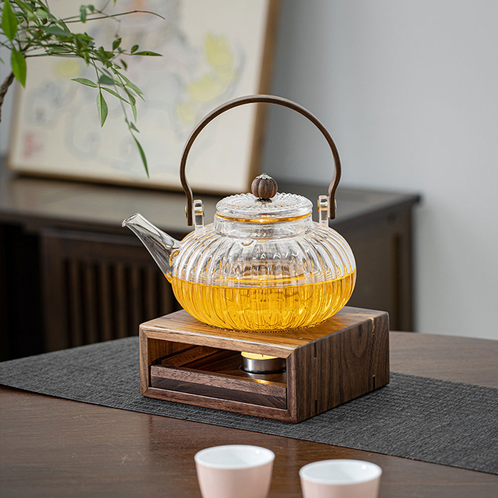 【CITY STAR】Bamboo walnut-colored warm tea warmer, , large