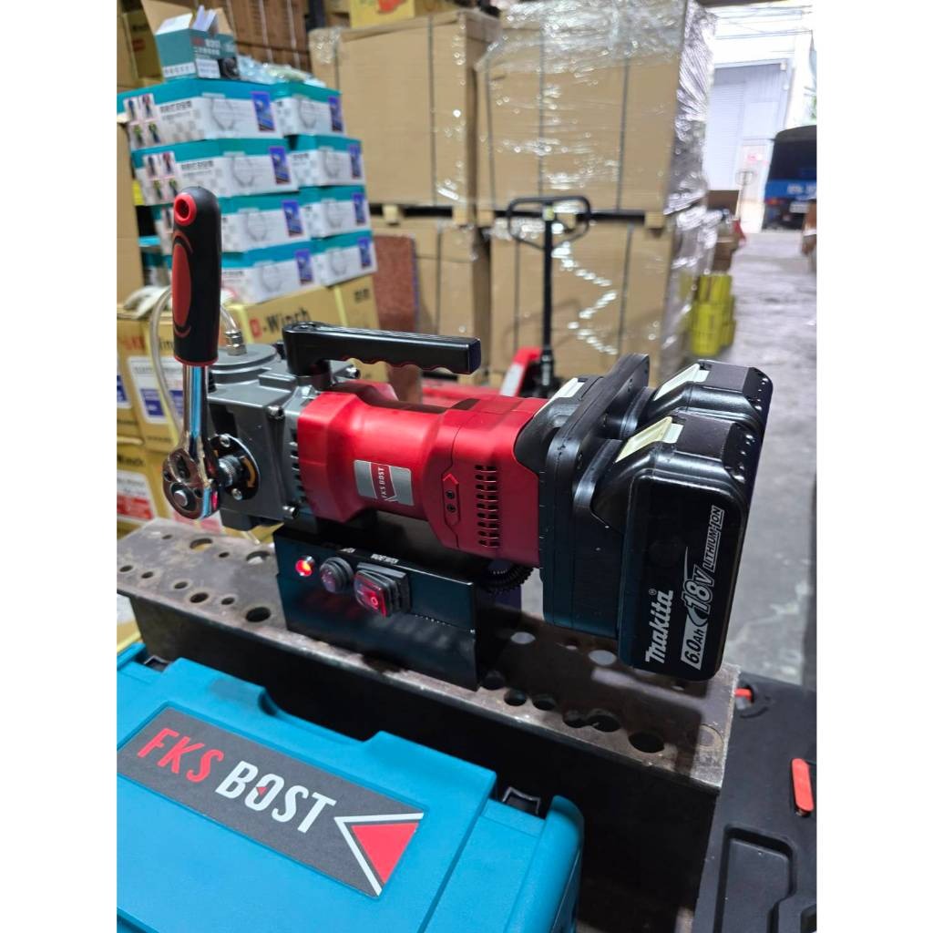 WIN五金 FKS BOST <FKS-1835+6.0電池組> 36V臥式磁性鑽台 磁性鑽孔機 鑽孔機 鋼構鑽台 開孔機 鑽台, , large