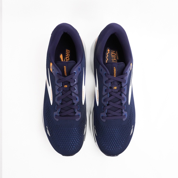 Brooks Ghost 15 男 慢跑鞋 運動 路跑 寬楦 透氣 柔軟 緩震 深藍 橘 [1103932E439], , large