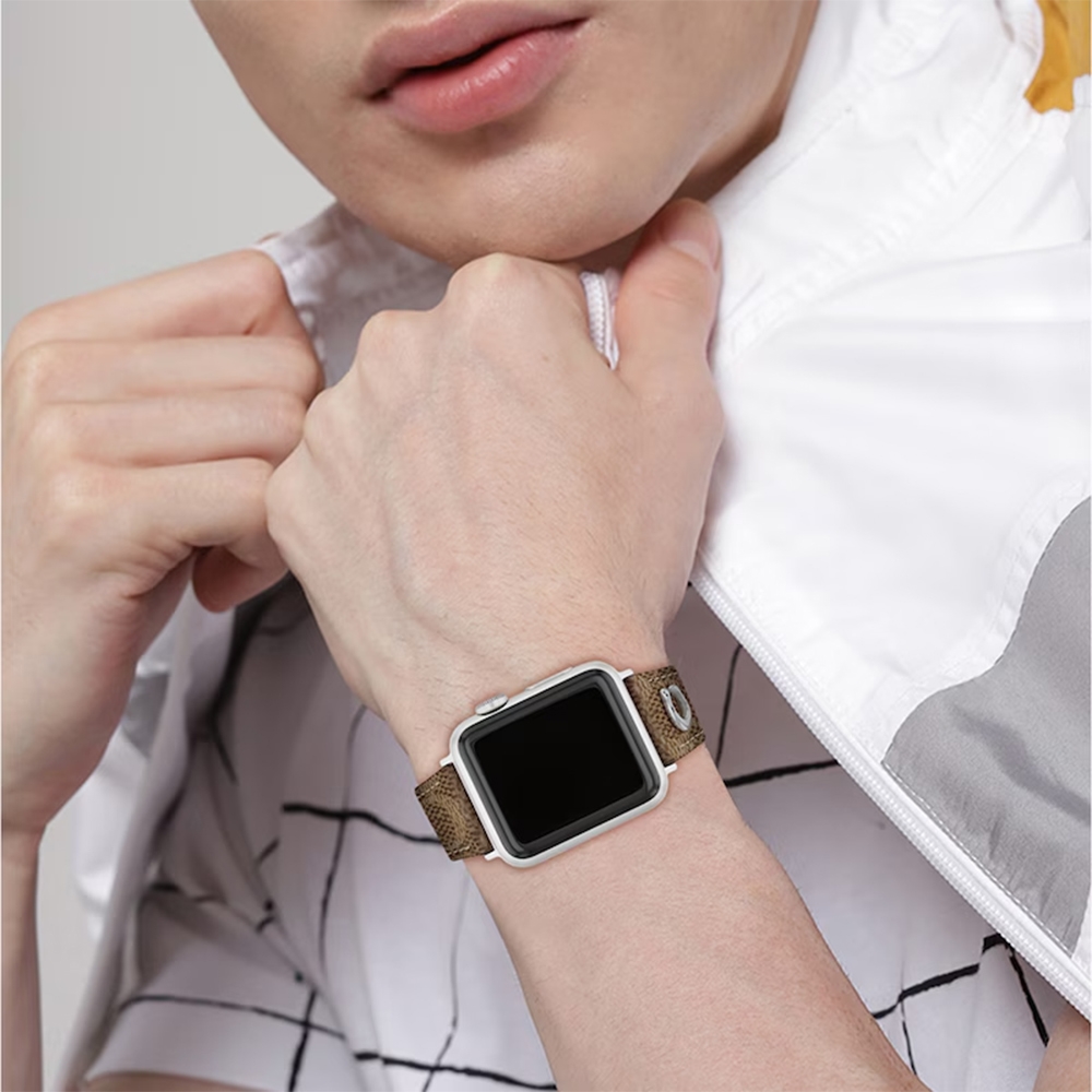 COACH Apple Watch 錶帶 38/40/41mm 適用 C字皮錶帶  - 咖啡色 (不含手錶)CO14700289, , large