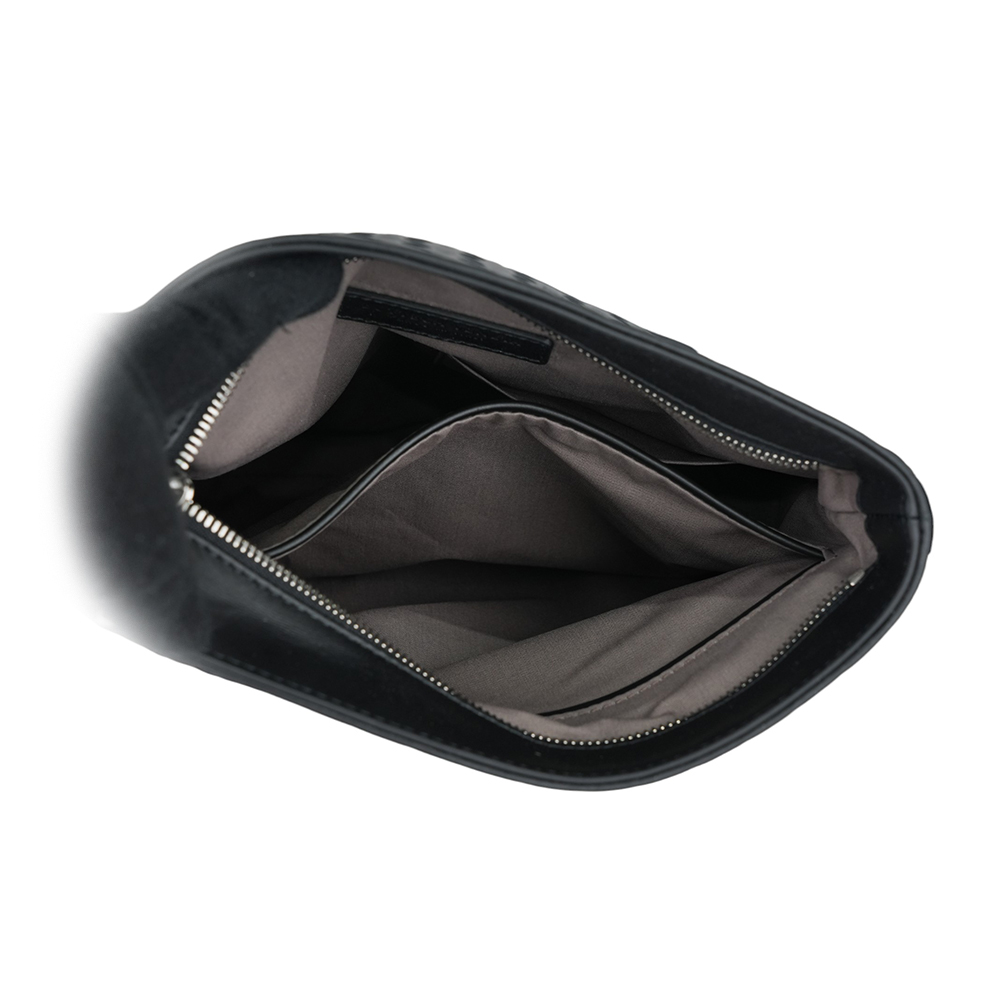 BOTTEGA VENETA 小牛皮編織寬背帶斜背包/黑色, , large