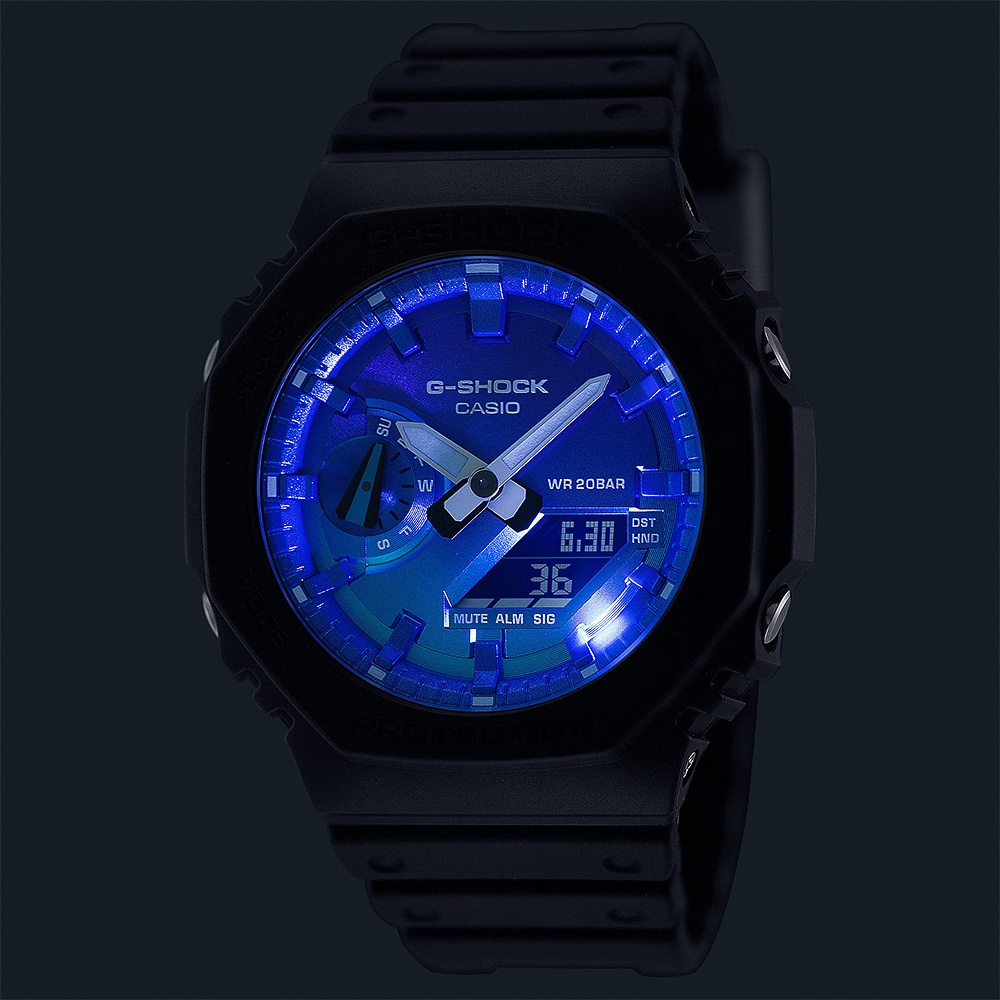 CASIO 卡西歐 G-SHOCK 熾熱火焰系列 八角雙顯手錶 GA-2100FL-1A, , large