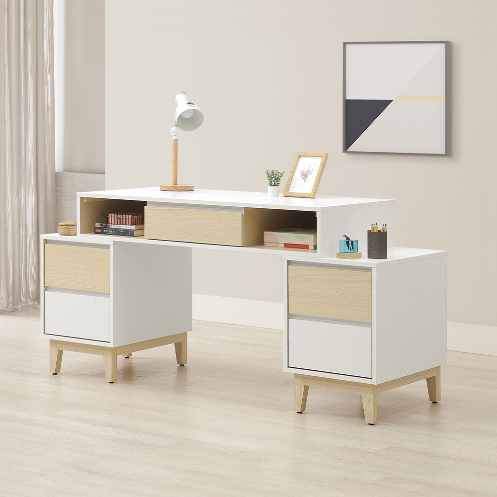 【唯熙傢俱】羅伊原木雙色4尺書桌, , large