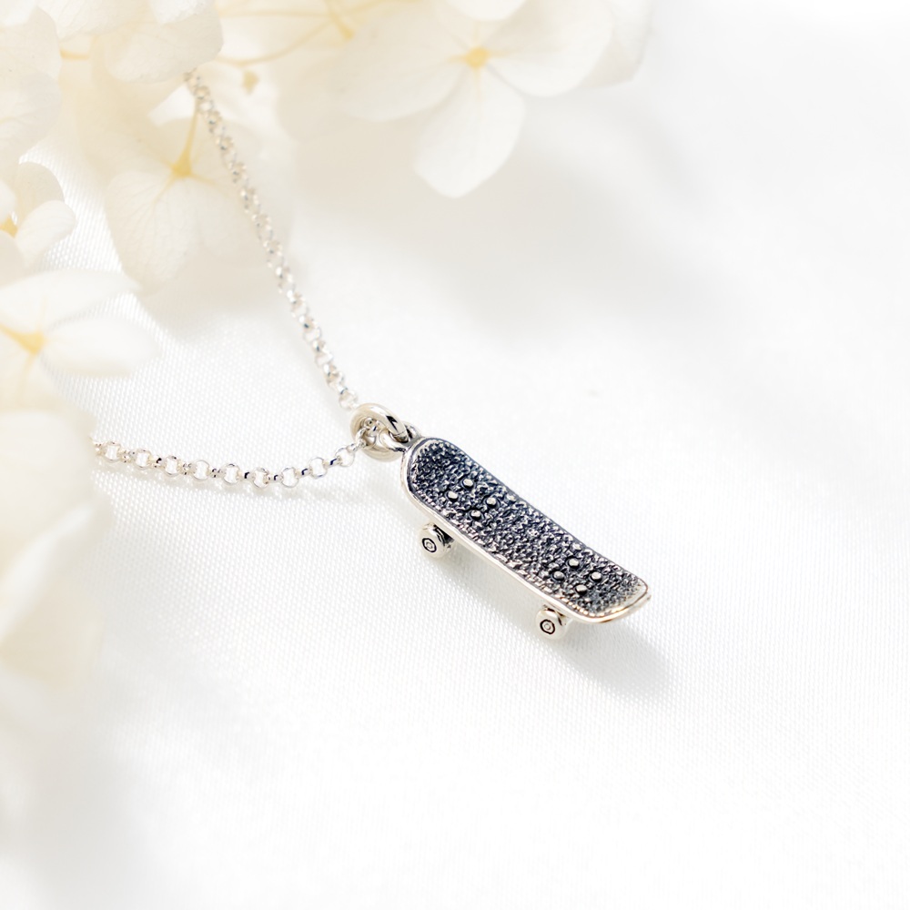 【Angel & Me】街頭 滑板 s925 純銀項鍊 運動 聖誕節 生日禮物, , large