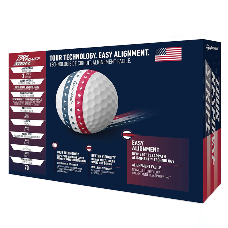 TaylorMade 高爾夫球 Tour Response Stripe USA 12入/盒 三層球, , large