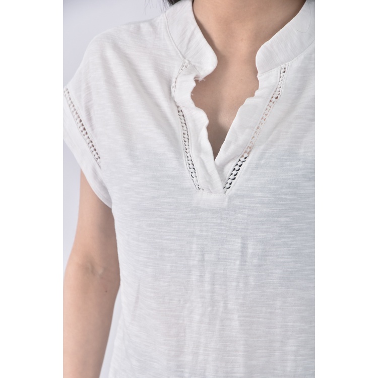 (S) girlsmonday質感V領白色短袖上衣二手衣, , large