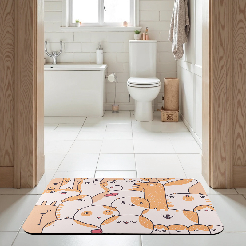 【怪獸】新銳設計師 10秒頂吸 軟式珪藻土吸水地墊 NewGen Designer(60x40cm) -喵喵, , large