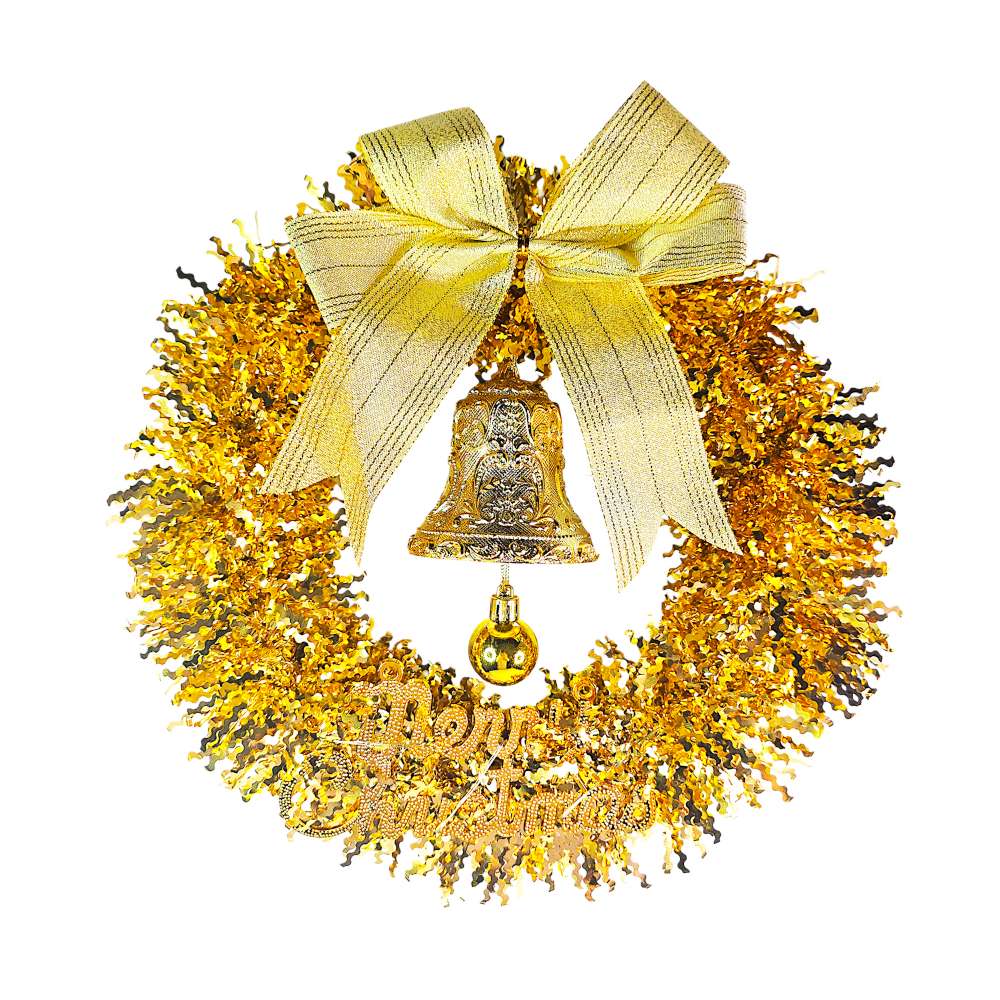 摩達客11吋璀璨金運系金蔥彎絲聖誕花圈_台灣工藝免組裝_本島免運費, , large