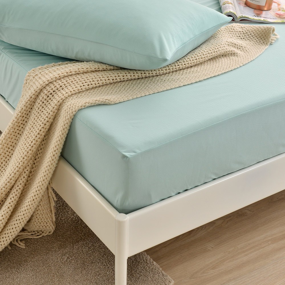 【FOCA】Lake light green | Professional Care Grade 100% Super Waterproof Mattress Cover-Double, , large